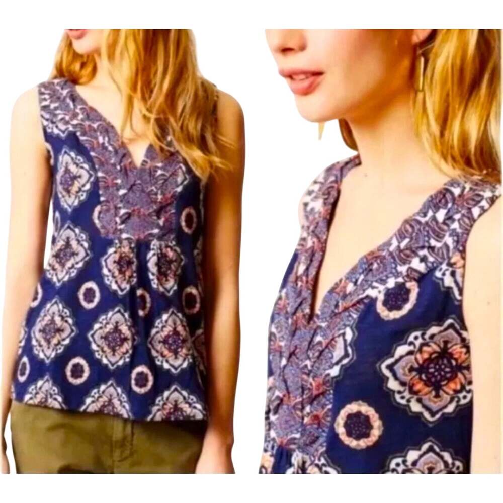 Anthropologie Akemi & Kin Navy Boho Print Sleeveless Top S